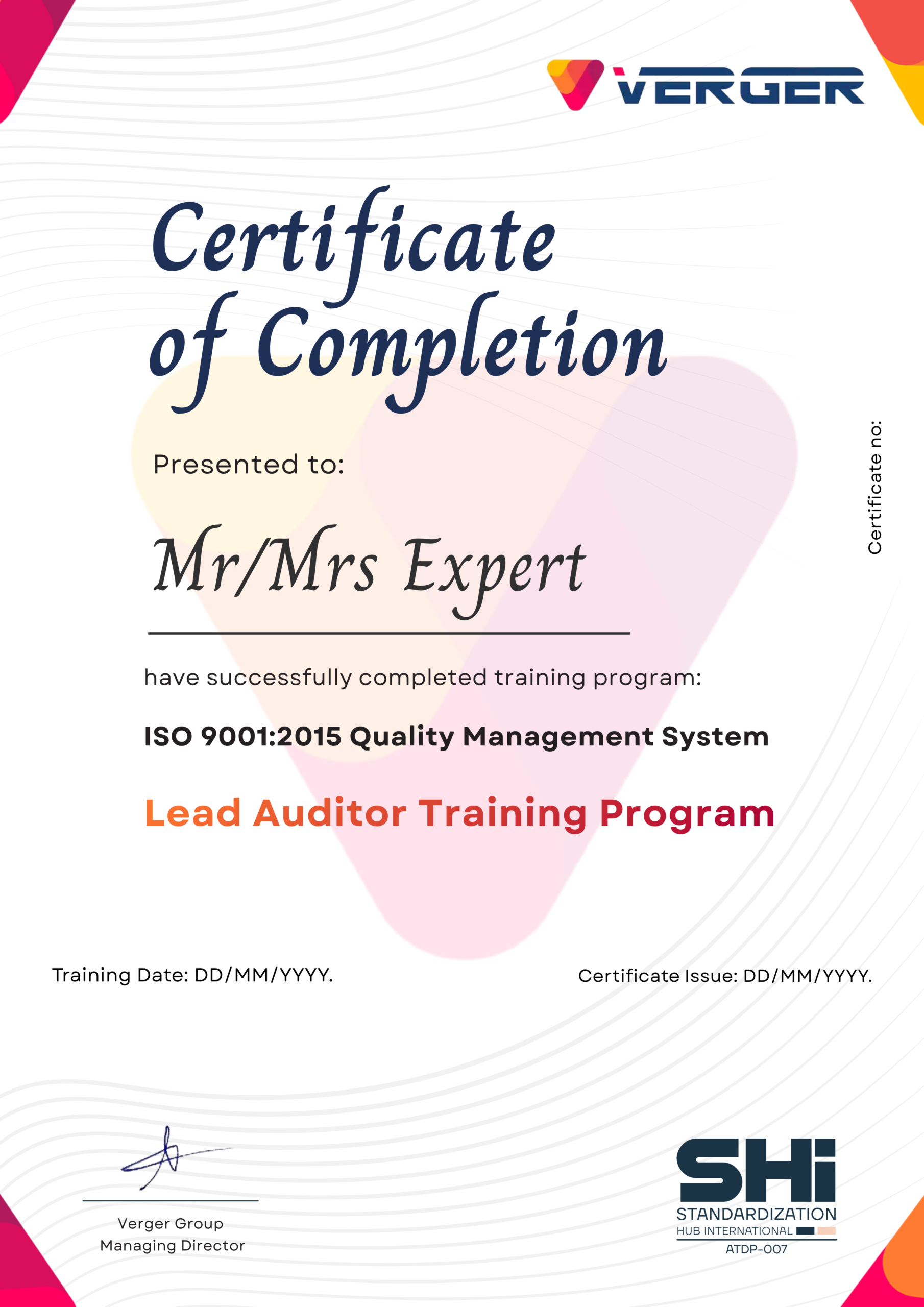 Verger Academy Certificate (1)