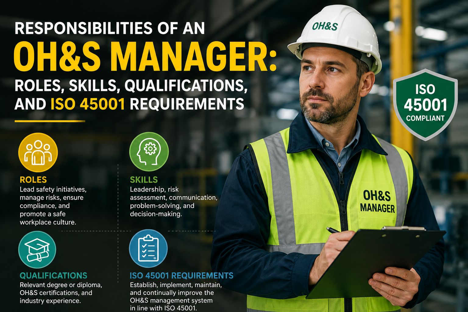Responsibilities of an OH&S Manager: Roles, Skills, Qualifications, and ISO 45001 Requirements